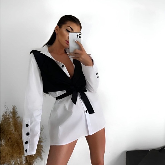 Dresses & Skirts - White blouse with black jacket